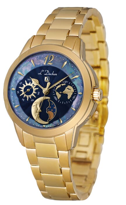 Женские часы L`Duchen Petit Celeste D 857.20.37, механизм кварцевый, циферблат синий, браслет нержавеющая сталь — Изображение 2